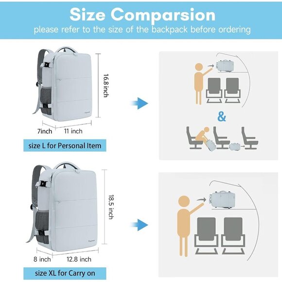 〽️Women Trendy Carry On Travel Backpack Blue w/USB Charging Port & Shoe Pouch main image 4